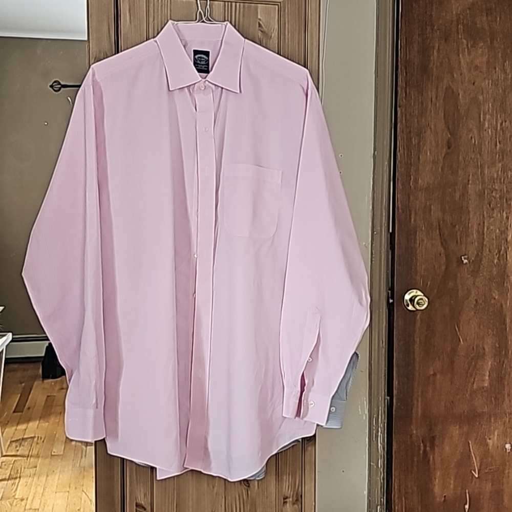 Brooks brothers big and tall , pink color checked  size 171/2 36/37